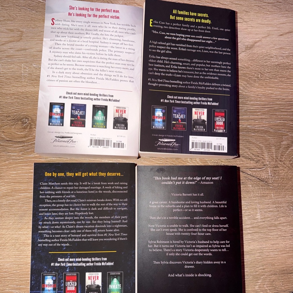 Freida McFadden Book Set- One by One, Perfect Son, Boyfriend, Wife Upstairs - Picture 2 of 2